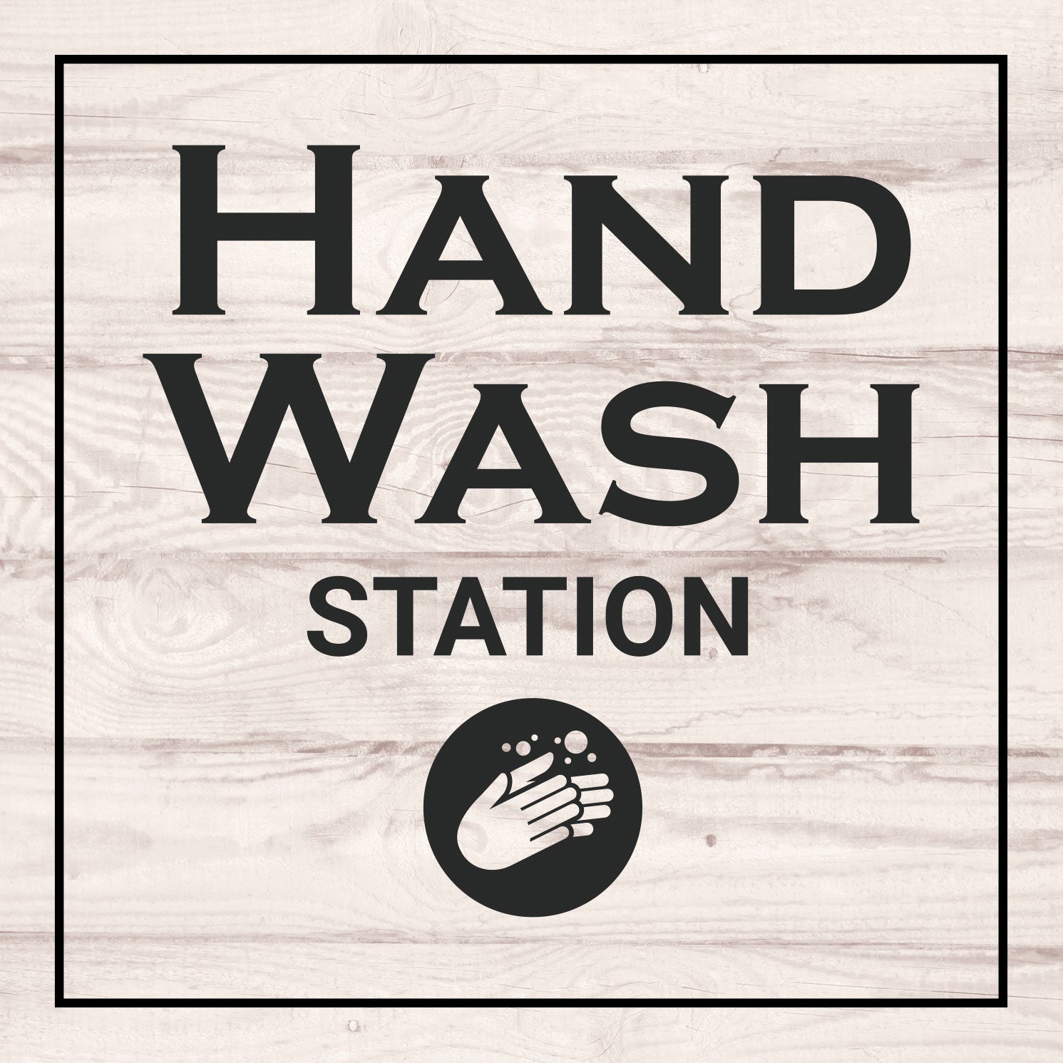 Signs ByLITA Hand Wash Station, Wood Color, Square Table Sign (5" x 5”)