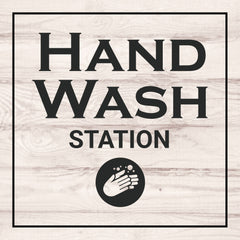 Signs ByLITA Hand Wash Station, Wood Color, Square Table Sign (5" x 5”)