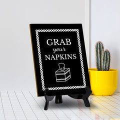 Signs ByLITA Grab Your Napkins Table Sign with Acrylic Stand (6x8“)