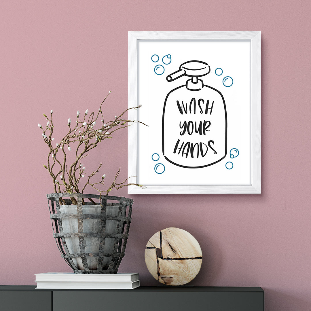Wash Your Hands, Bathroom Framed Wall Art, Home Décor Prints