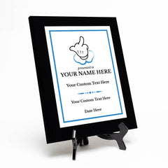 Middle Finger Novelty Funny Customizable Black Frame Award Plaque | Easel Mount Option | Funny Parody Achievement Personalizable Plaques