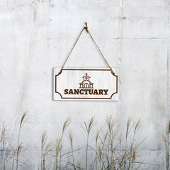 Sanctuary 5x10 Hanging Plus Wall or Door Sign | Religious Rustic Wood Sign