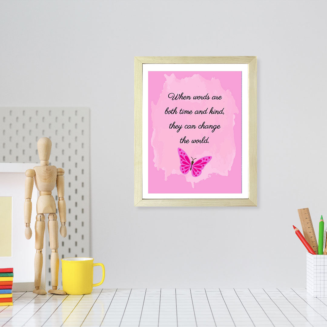 Designs ByLITA When Words Are Both Time And Kind, They Can Change The World. Framed Wall Art Print | Buddhist Quotes Motivational Decor