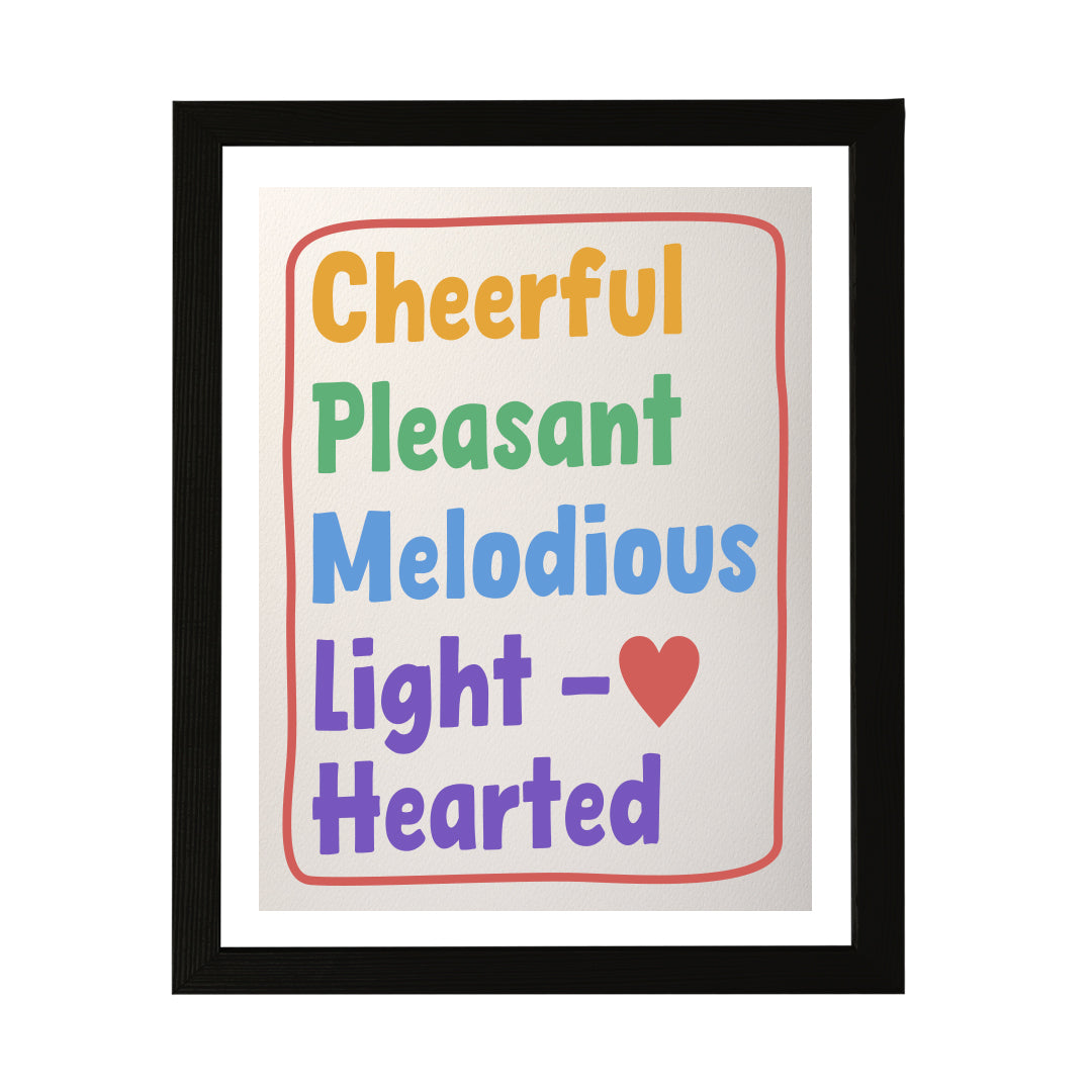 Designs ByLITA Cheerful Pleasant Melodious Light-Hearted, Wall Print Art | Funky Home Decor