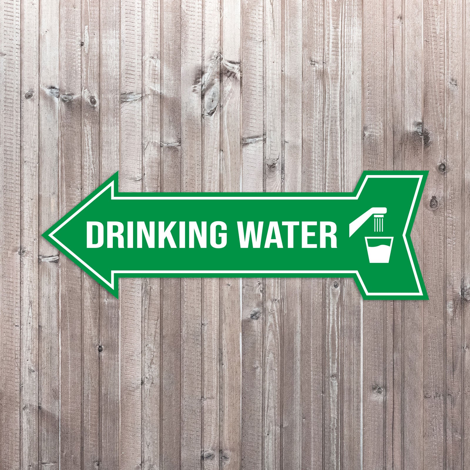 Arrow Shape Drinking Water 12x4" Wall or Door Sign | Public Signage