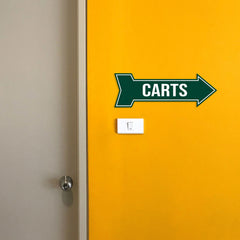 Arrow Shape Carts 12x4" Wall or Door Sign | Golf Signage