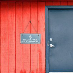 Please Knock Before Entering 5x10 Hanging Plus Wall or Door Sign | Rustic Twine | Home Privacy Signage