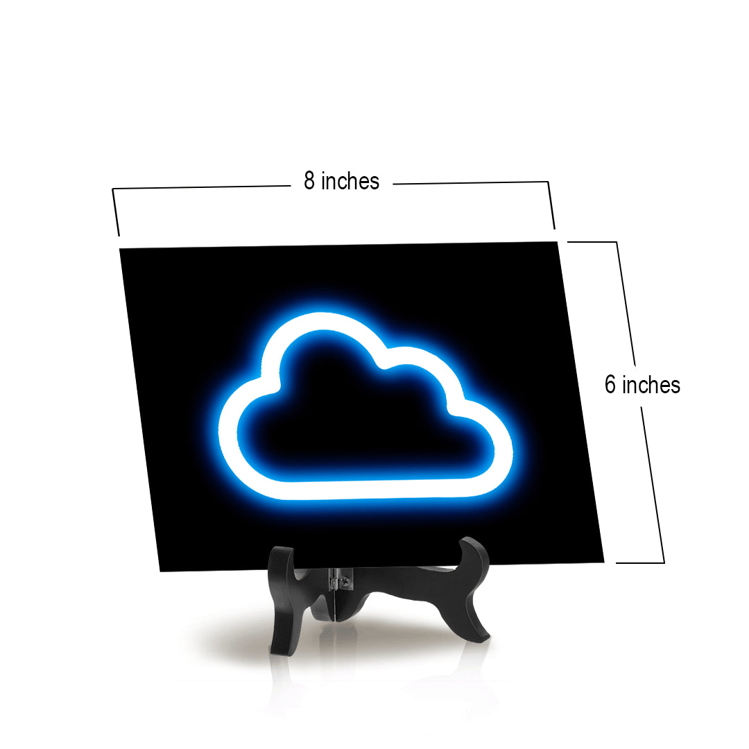 Cloud Neon Graphic Style Table Sign with Acrylic Stand (6x8“) | Live Streamer Gaming Themed Decoration