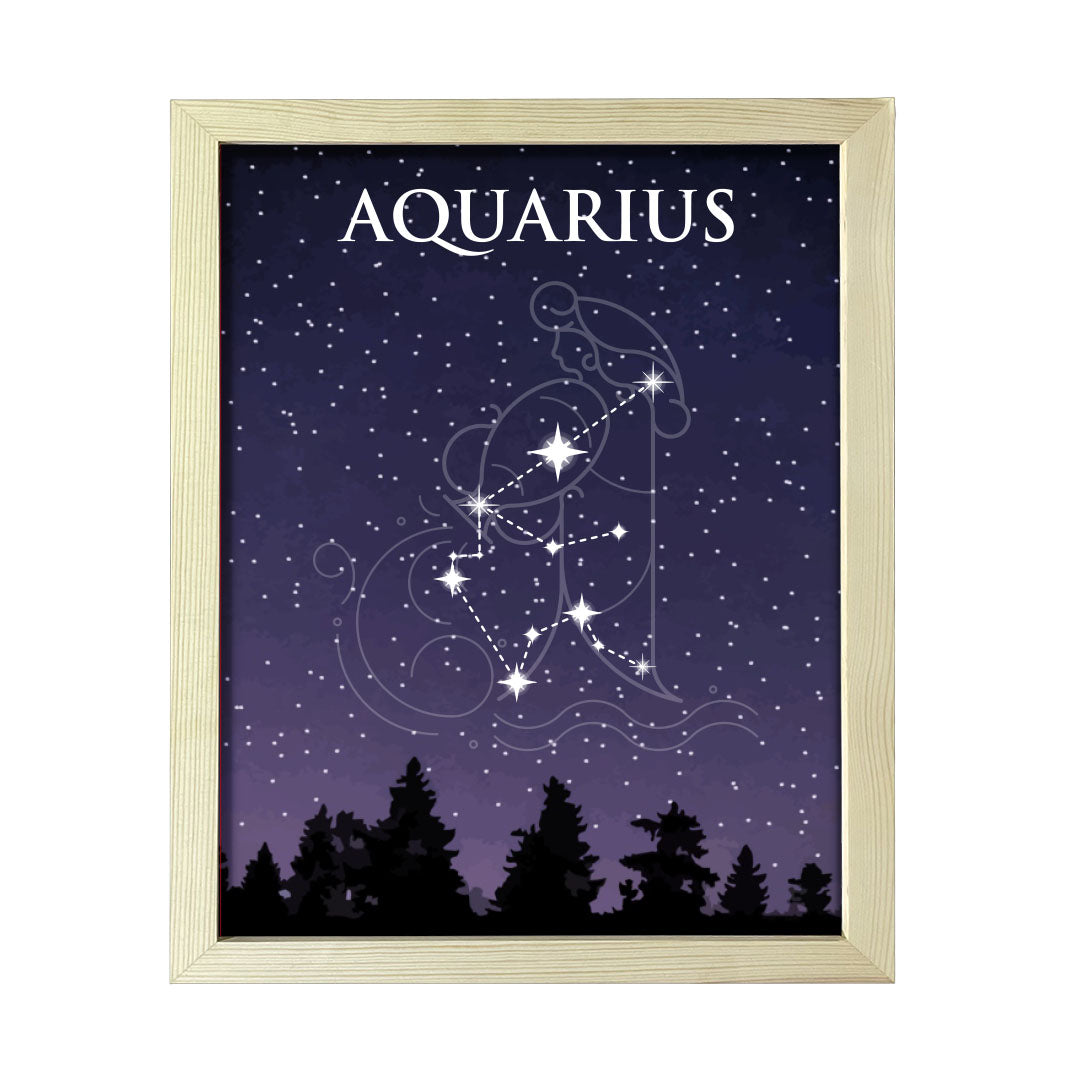 Designs ByLITA Aquarius Zodiac Sign Night Sky, Wall Print Art | Home and Office Decor | Astrology Star Sign Bedroom Decoration | Perfect Gift