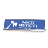 Signs ByLITA Family Dentistry Dental Office Decor Silver Frame, Desk Sign (2x8“)
