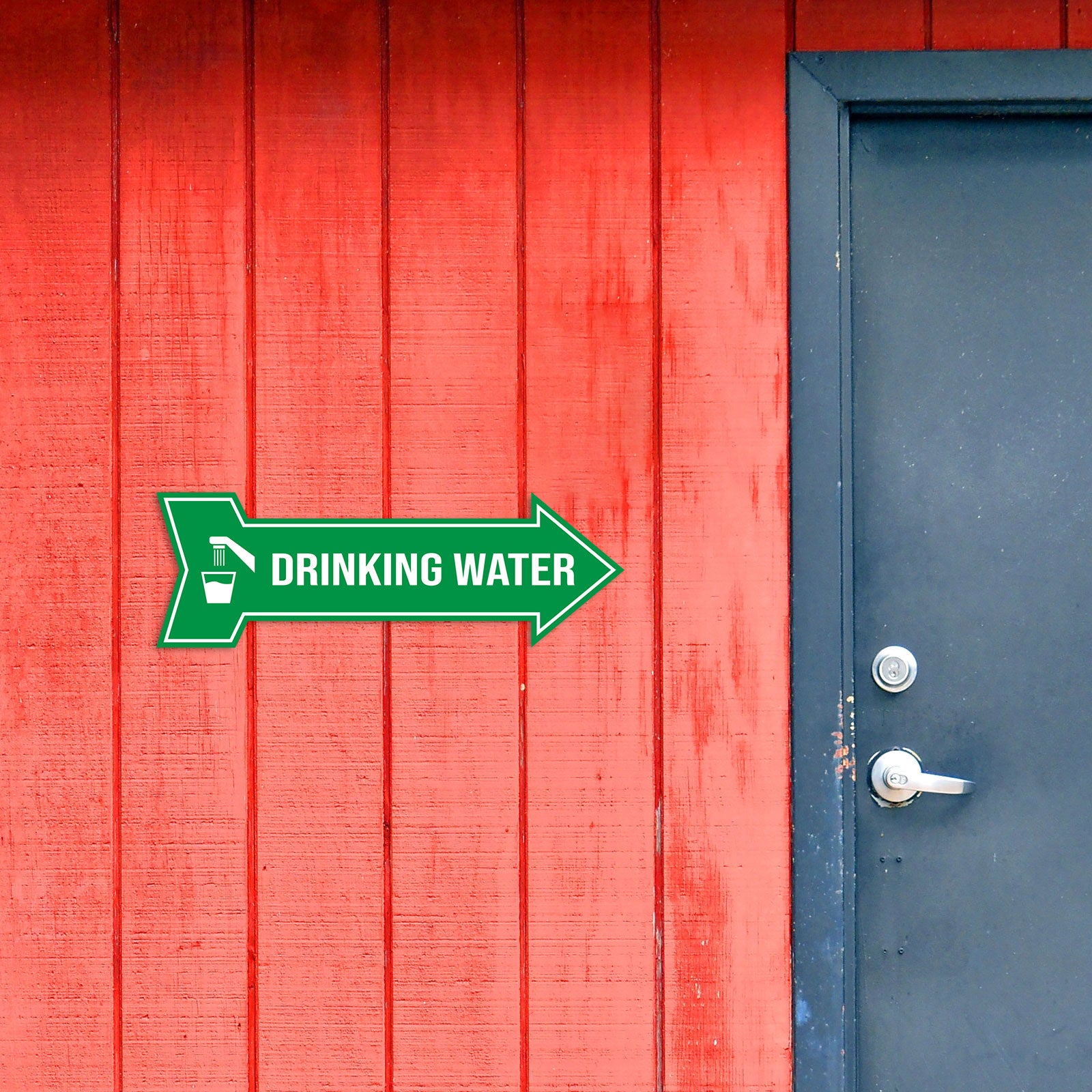 Arrow Shape Drinking Water 12x4" Wall or Door Sign | Public Signage