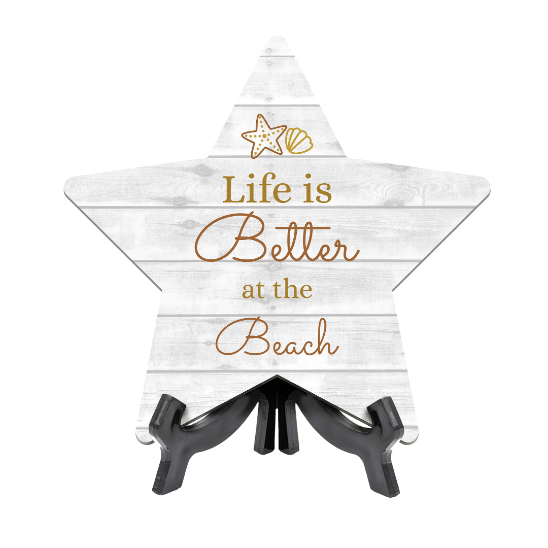 Sign ByLITA Life is Better at the Beach, Wood Color, Star Table Sign (6"x5")