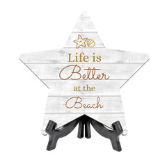 Sign ByLITA Life is Better at the Beach, Wood Color, Star Table Sign (6"x5")