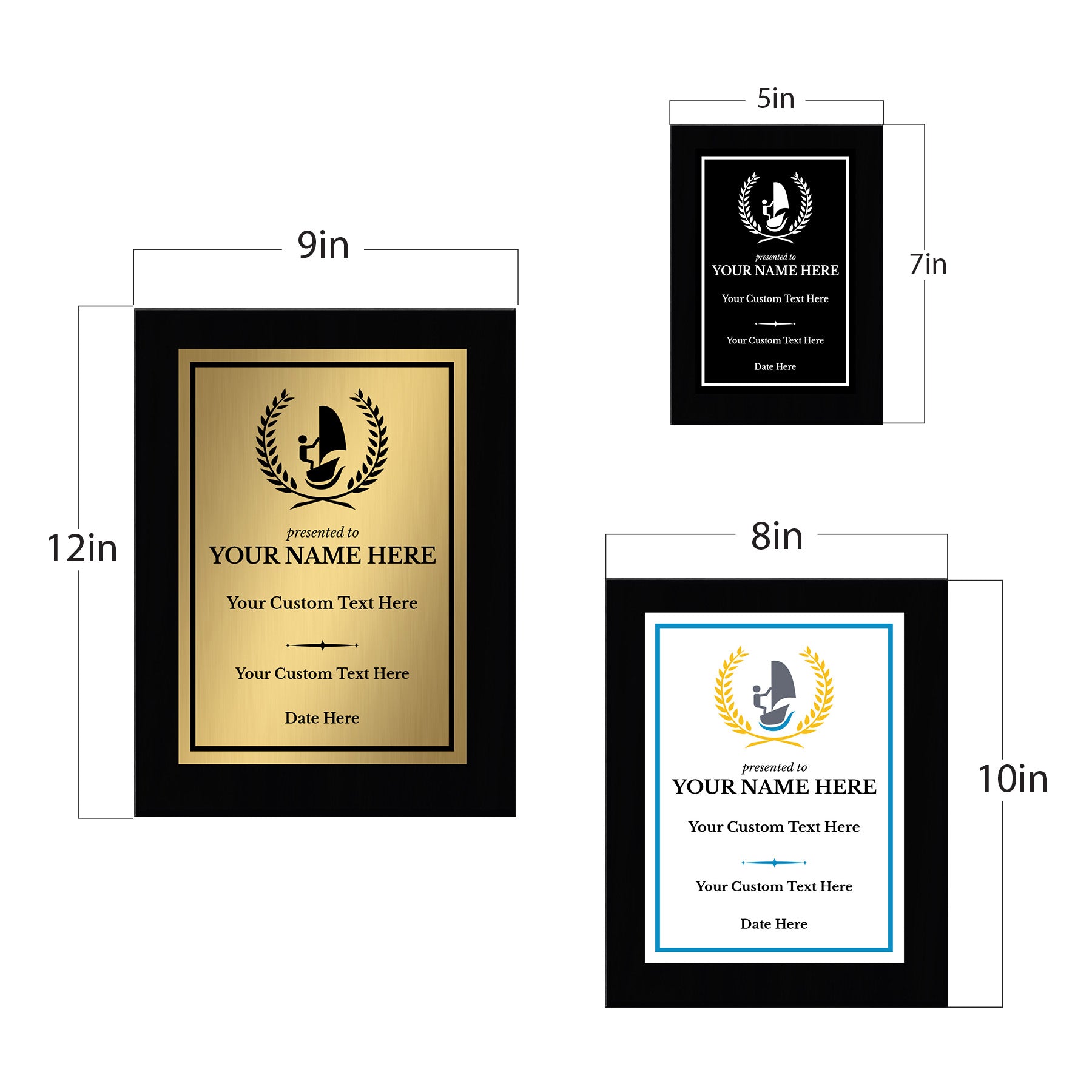 Sailing Customizable Black Frame Wooden Award Plaque | Easel Mount Option | Achievement and Recognition Personalizable Plaques