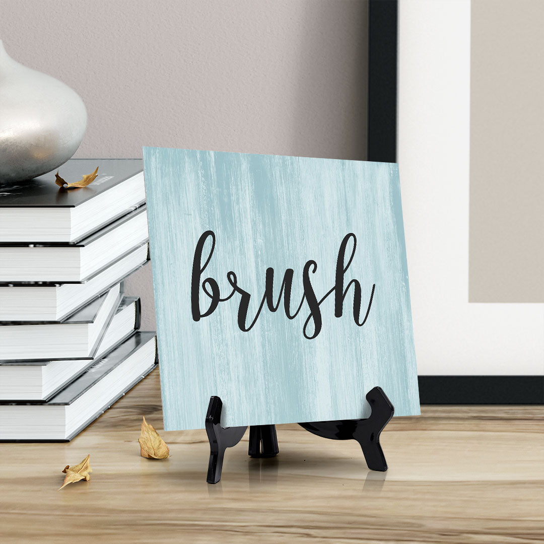 Signs ByLITA Brush, Wood Color, Square Table Sign (5" x 5”)
