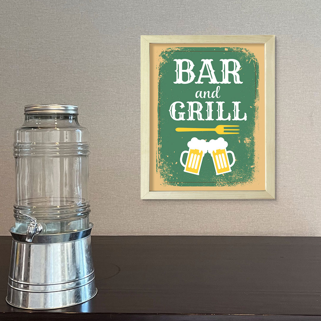 Designs ByLITA Bar And Grill, Framed Wall Art Print | Funny Home Decor