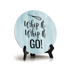 Round Whip It, Whip It, Go! Blue Wood Color, Circle Table Sign (5x5")