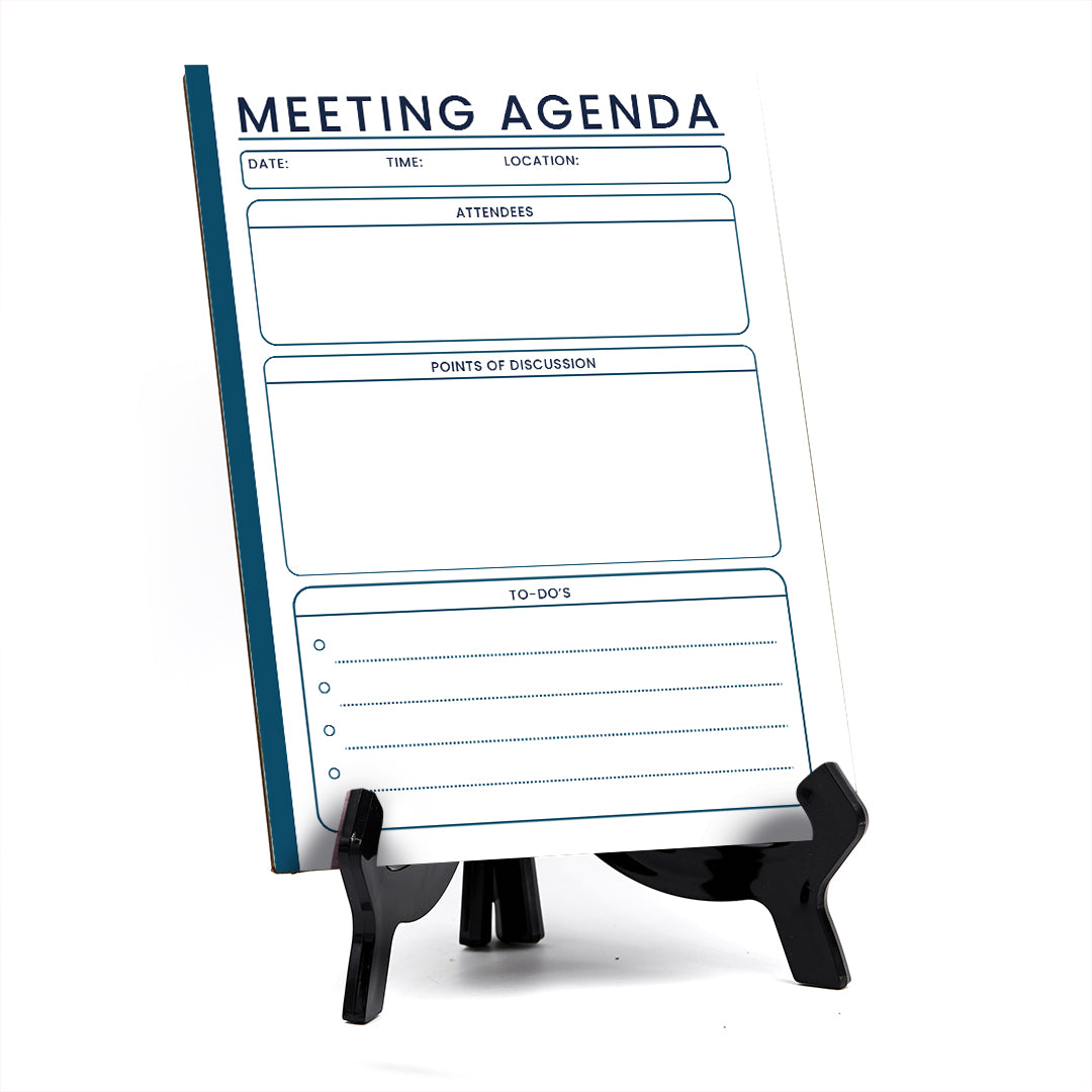 Meeting Agenda Dry Wipe Liquid Chalk Table Sign (6x8") Office And Home Reminders | Personal Schedule | No Pen Included