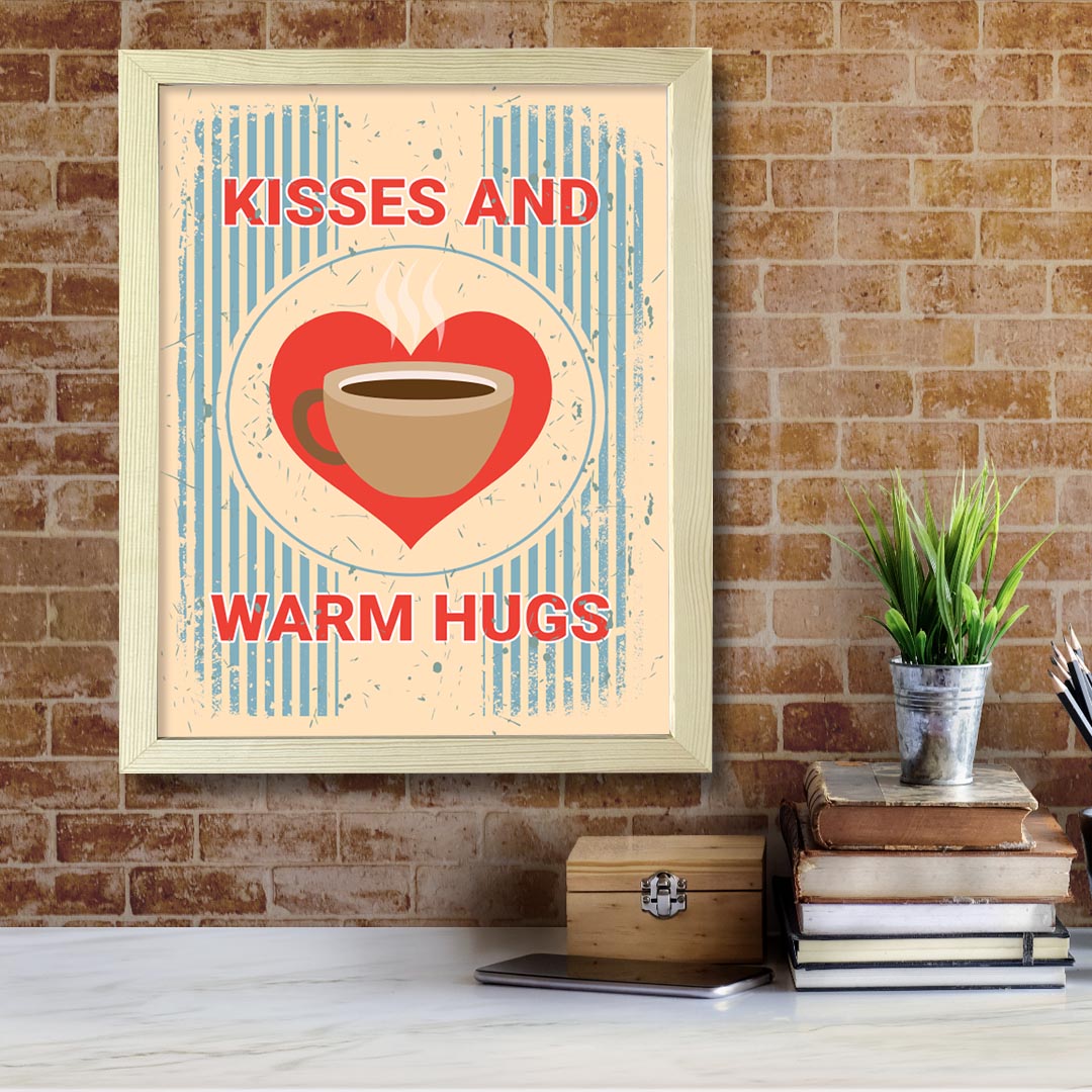 Signs ByLITA Kisses and Warm Hugs, UNFRAMED Print Inspirational Wall Art