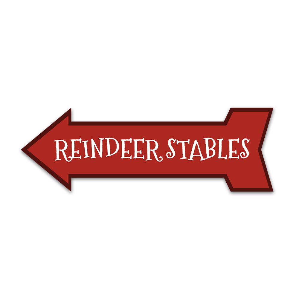 Arrow Shape Plus Reindeer Stables 12x4" Wall or Door Sign | Christmas Holiday Decoration