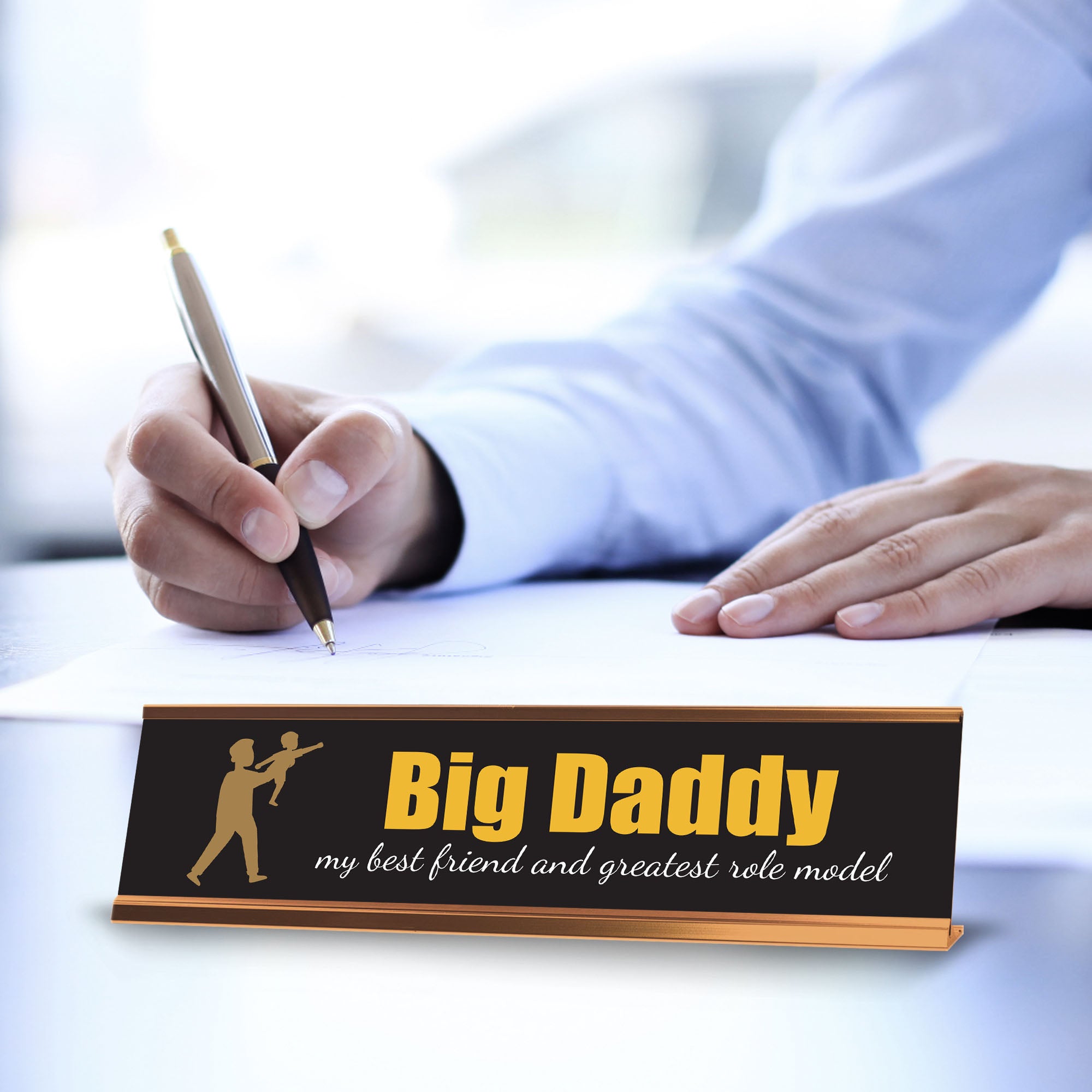 Signs ByLITA Big Daddy my best friend and my greatest role model Gold Frame, Desk Sign (2x8")