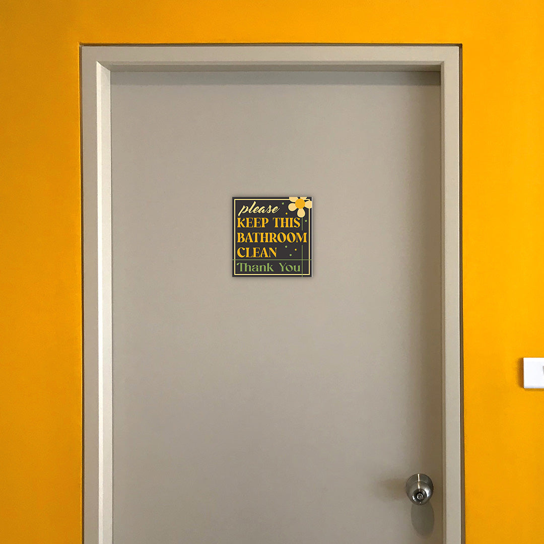 Square Plus Please Keep This Bathroom Clean Thank You Wall or Door Sign | Public Restrooms Signage