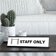 Staff only, Black Frame Desk Sign (2 x 8")