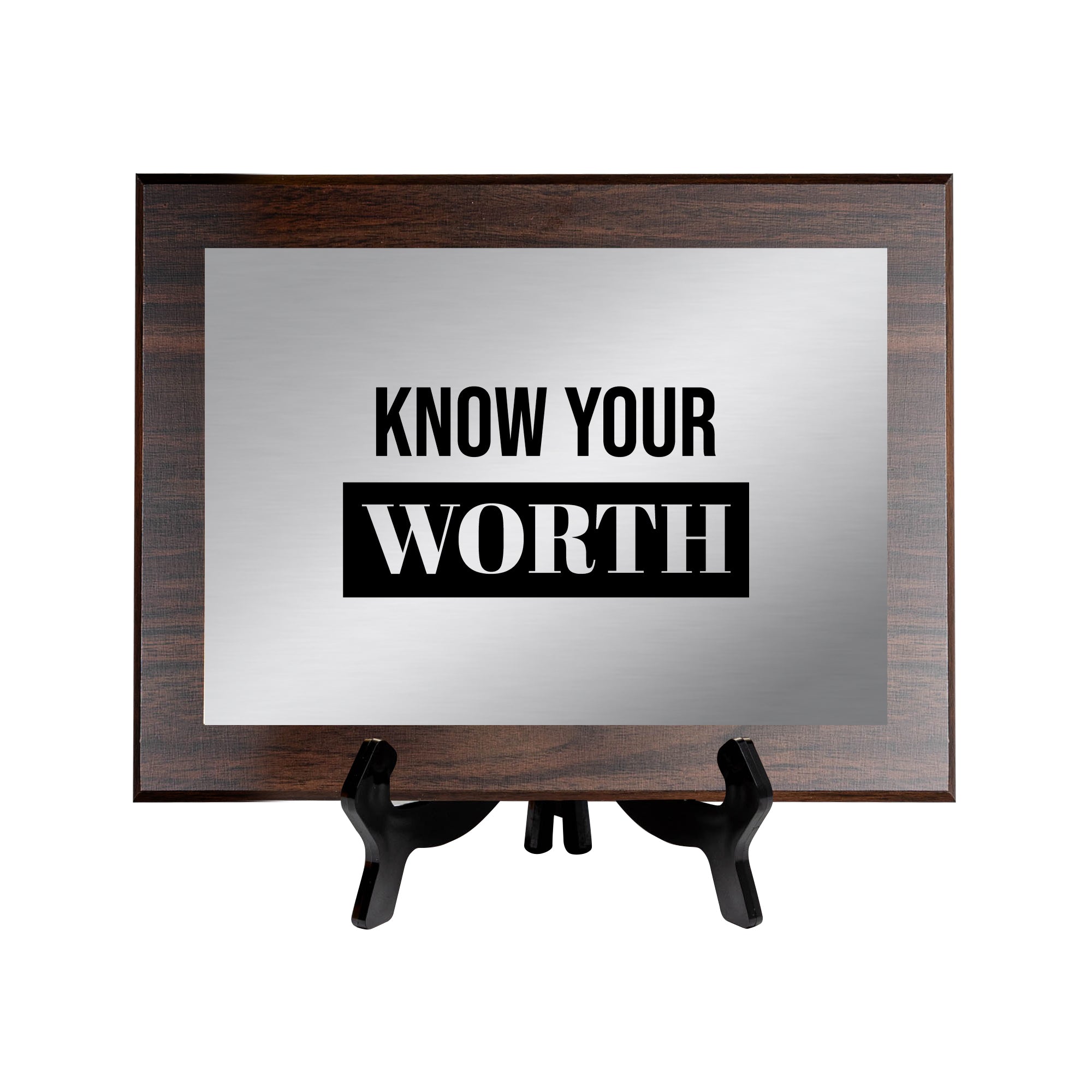 Know Your Worth Decorative Wall Plaque | Easel Mount Option | Inspirational Affirmation Wall Art