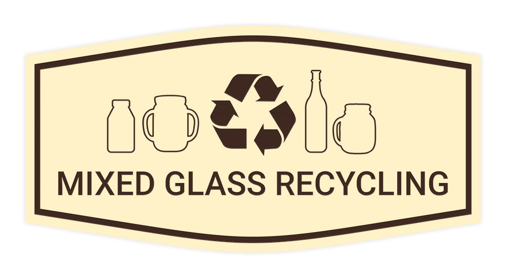 Fancy Mixed Glass Recycling Wall or Door Sign