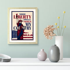 Designs ByLITA Where Liberty Dwells, There is My Country, Wall Print Art | USA Patriotic Decoration (Unframed or Framed)
