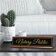 Signs ByLITA Notary Public Gold Frame Desk Sign (2x8")