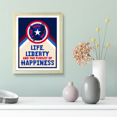 Designs ByLITA Life, Liberty and The Pursuit of Happiness, Wall Print Art | USA Patriotic Decoration (Unframed or Framed)