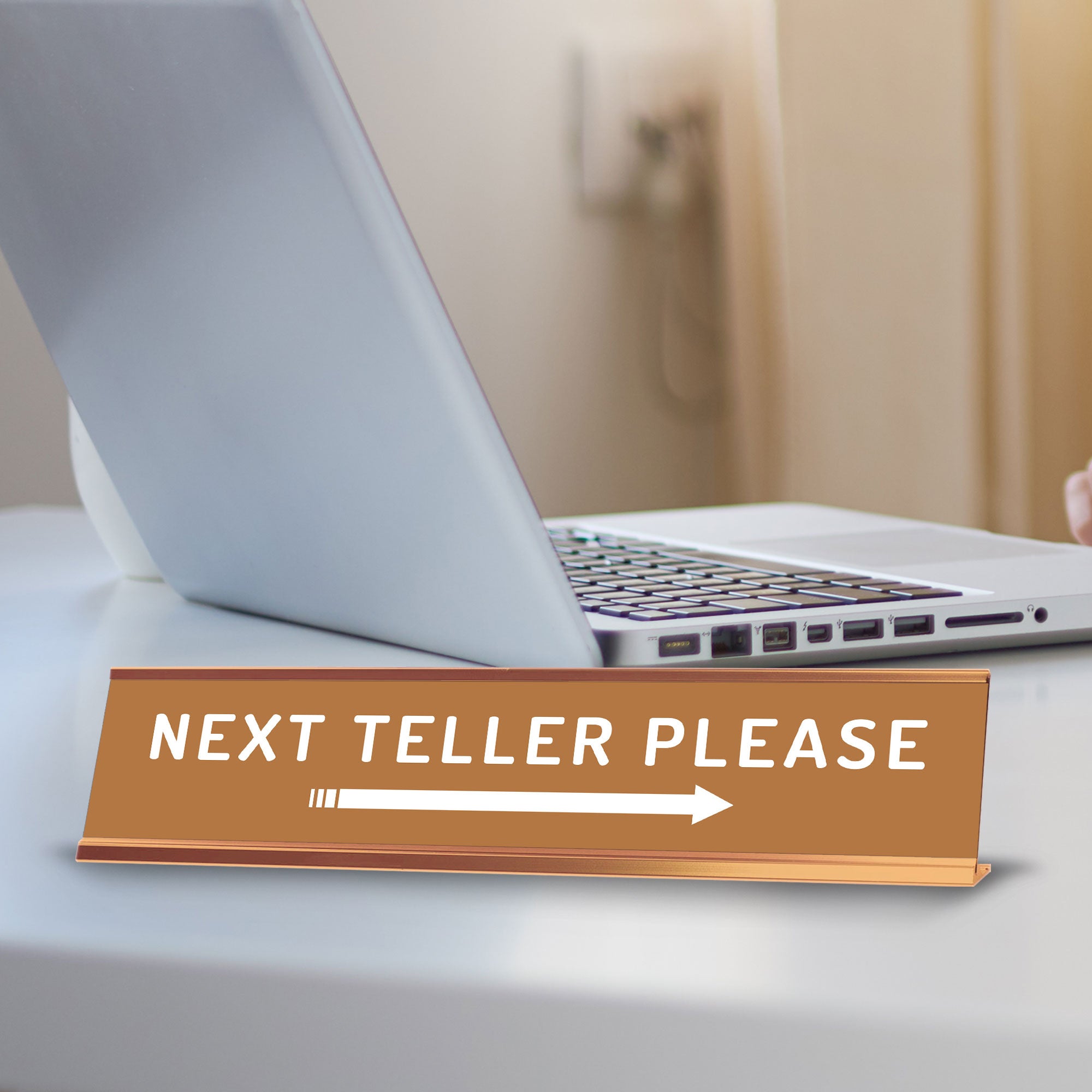 Next Teller Please (Right Arrow) 2 x 10" Desk Sign | Office & Shops