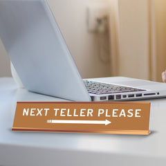 Next Teller Please (Right Arrow) 2 x 10" Desk Sign | Office & Shops