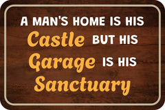 Classic Framed Plus A Man's Home Is His Castle But His Garage Is His Sanctuary Door or Wall Sign | Home Decor