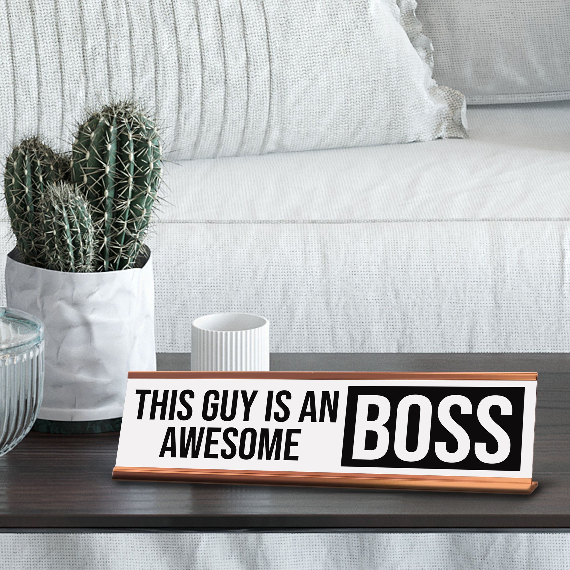 Signs ByLITA This Guy Is An Awesome Boss Gold Frame Desk Sign (2x8?)