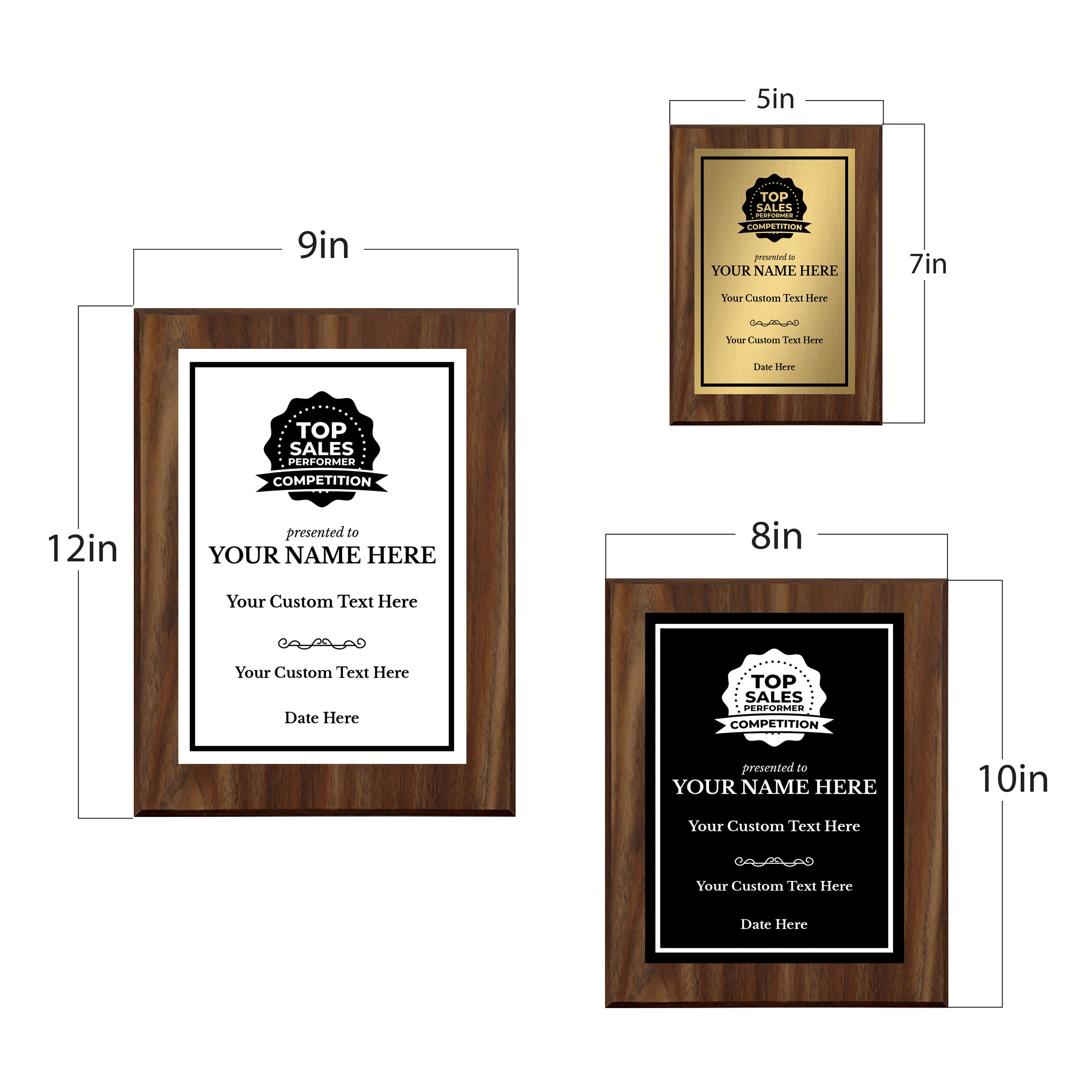 Top Sales Performer Competition Customizable Award Plaque | Easel Mount Option | Achievement and Recognition Personalizable Plaques