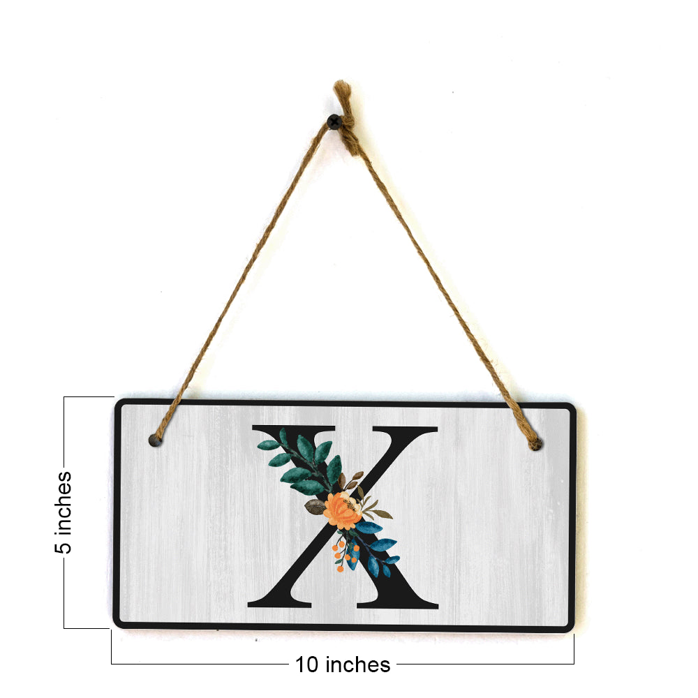 X Flower Decor 5x10 Hanging Wall or Door Sign | Alphabet Letter Room Decoration