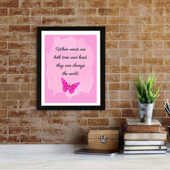 Designs ByLITA When Words Are Both Time And Kind, They Can Change The World. Framed Wall Art Print | Buddhist Quotes Motivational Decor