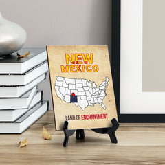 New Mexico: Land of Enchantment Table Sign with Acrylic Stand (6x8“) | State Pride Collection | Perfect Gift for Coworkers or Family