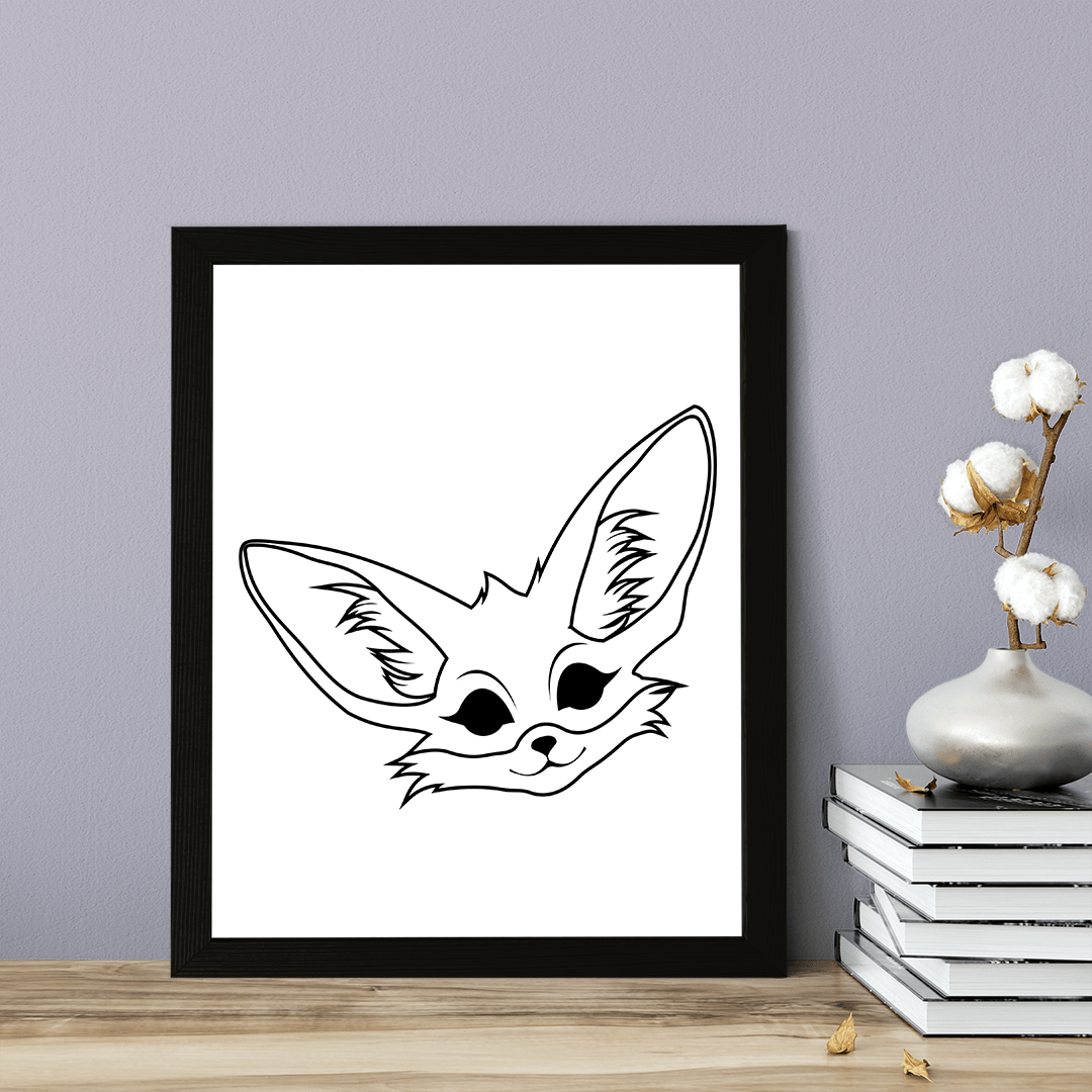 Designs ByLITA Fennec Fox Outlined version, Wall Print Animals Art | Family Presents | Bedroom | Stylish Kindergarten Decor