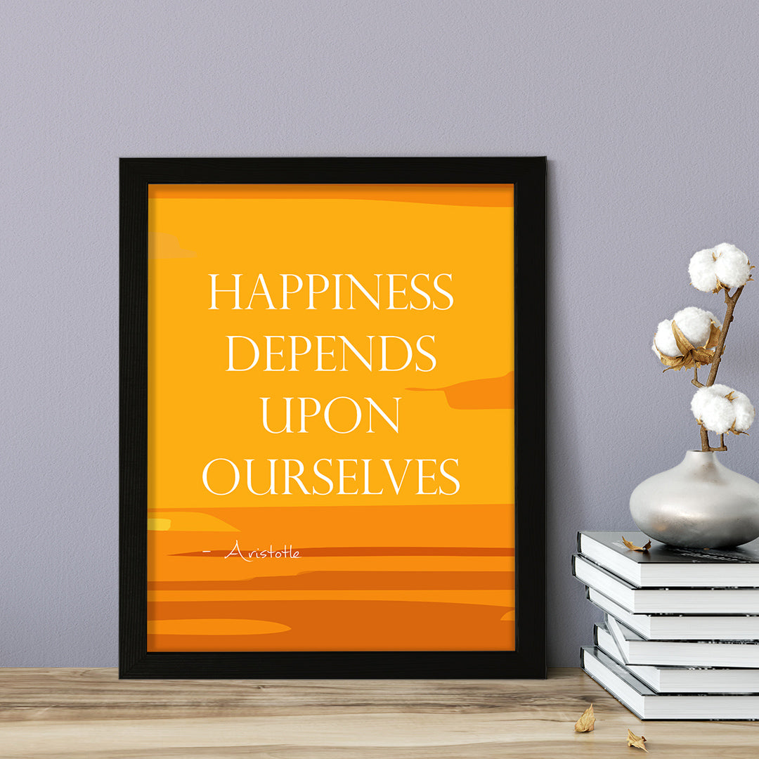 Designs ByLITA Happiness depends upon ourselves - Aristotle 2, FRAMED Print Inspirational Wall Art