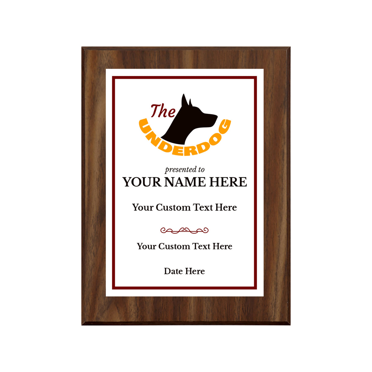 The Underdog Customizable Award Plaque | Easel Mount Option | Achievement and Recognition Personalizable Plaques