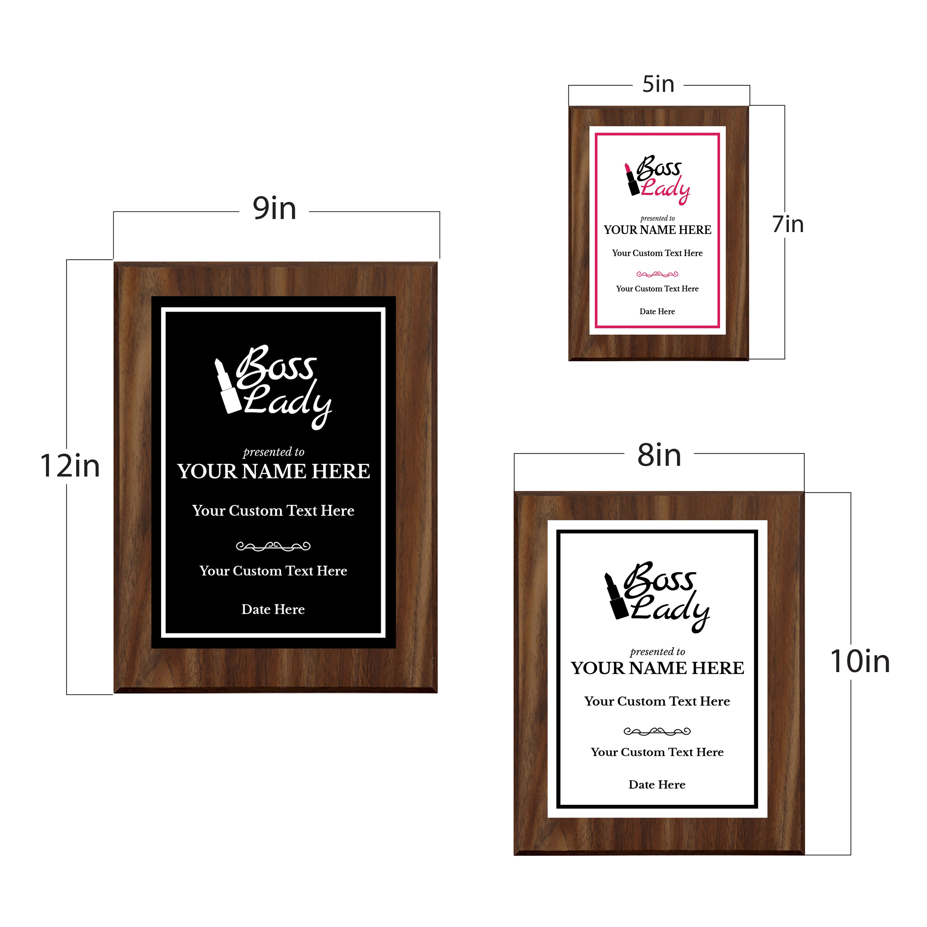 Boss Lady Customizable Award Plaque | Easel Mount Option | Achievement and Recognition Personalizable Plaques