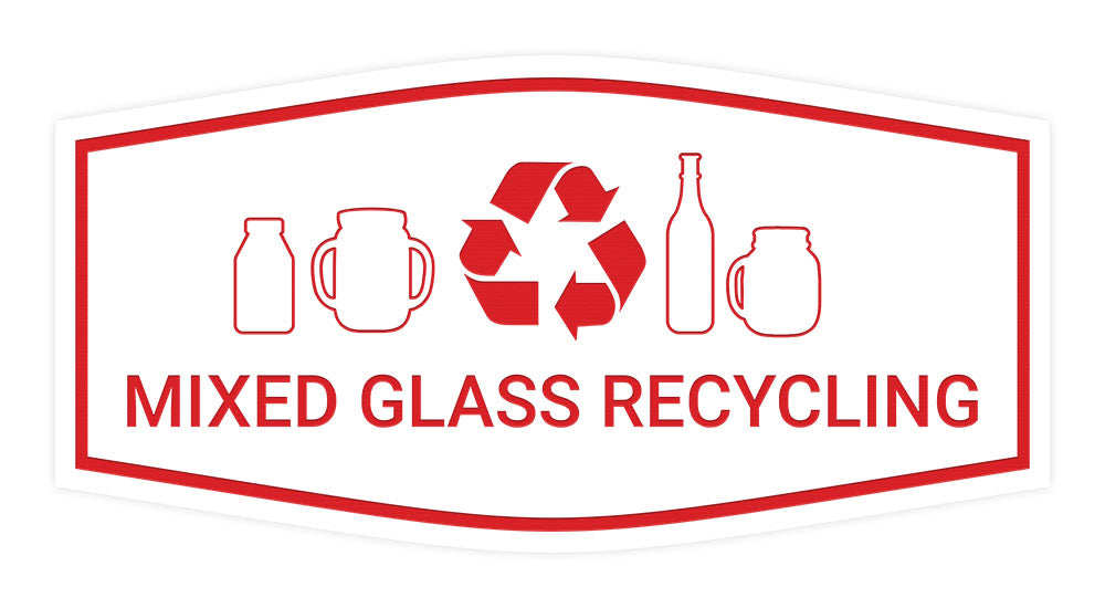 Fancy Mixed Glass Recycling Wall or Door Sign