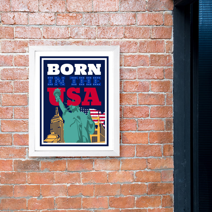 Designs ByLITA Born in the USA, Wall Print Art | USA Patriotic Decoration (Unframed or Framed)
