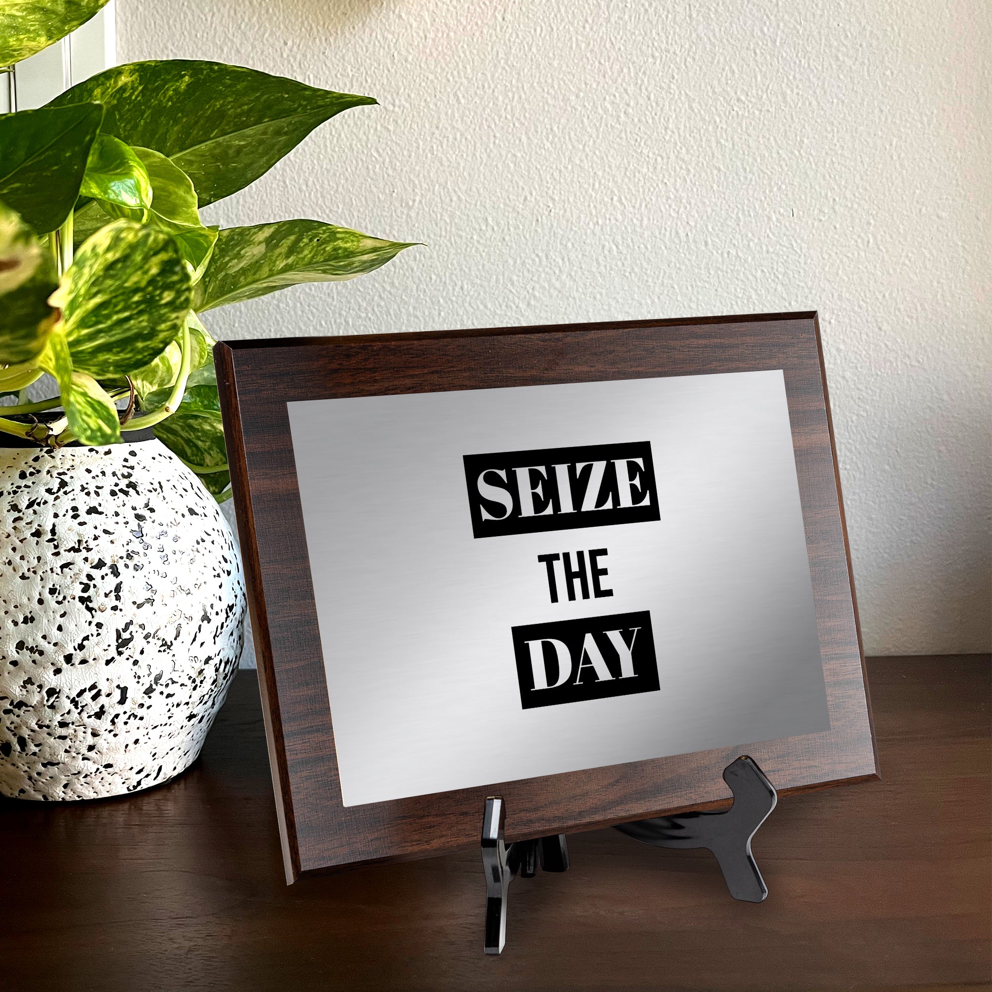 Seize The Day Decorative Wall Plaque | Easel Mount Option | Inspirational Affirmation Wall Art
