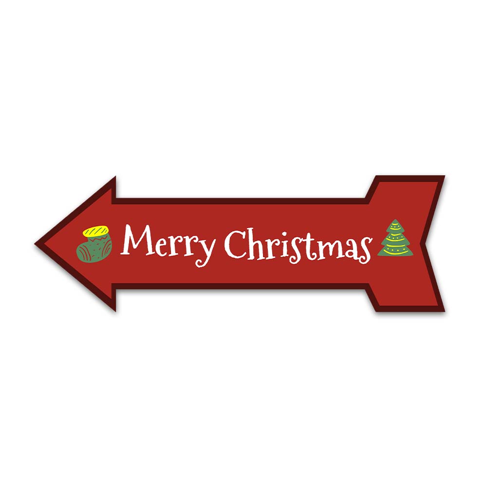 Arrow Shape Merry Christmas 12x4" Wall or Door Sign | Holiday Decoration