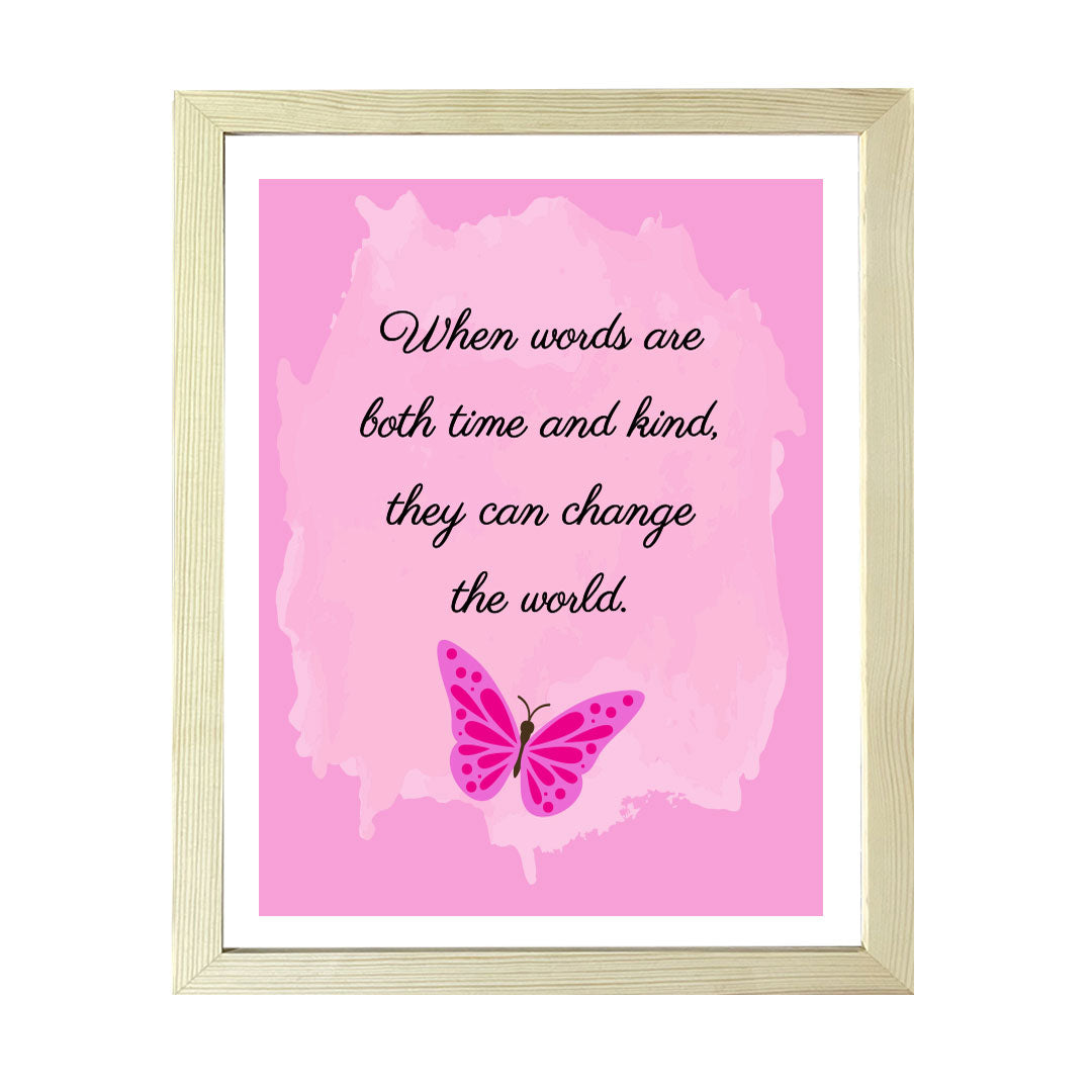 Designs ByLITA When Words Are Both Time And Kind, They Can Change The World. Framed Wall Art Print | Buddhist Quotes Motivational Decor