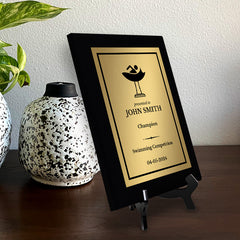 Swimming Customizable Black Frame Wooden Award Plaque | Easel Mount Option | Achievement and Recognition Personalizable Plaques